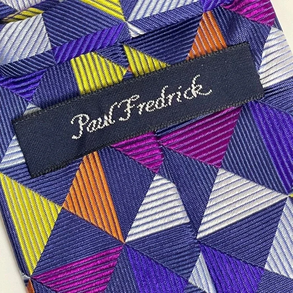 Paul Fredrick Necktie Blue Maroon Paisley‎ Silk